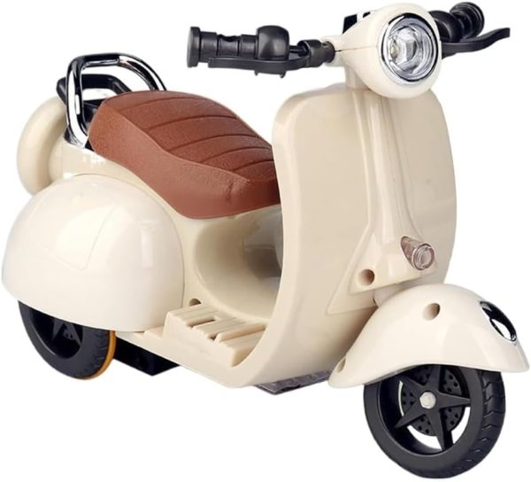 Scooter for Labubu, Scooter Toy with Light and Music, Interactive Rotating Toy Decor Desktop Ornaments(White)