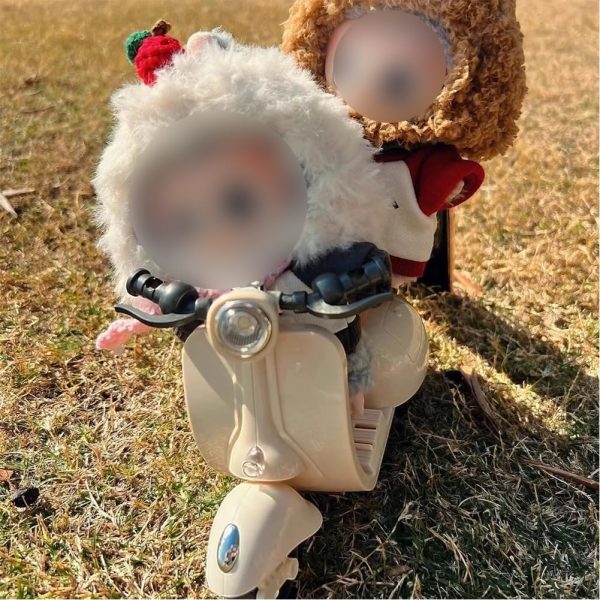 Scooter for Labubu, Scooter Toy with Light and Music, Interactive Rotating Toy Decor Desktop Ornaments(White) - Image 3