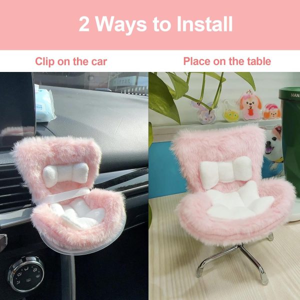 Doll Car Seat for 17cm Dolls with Air Vent Clip and Desktop Stand, Cute and Functional Car Ornament for Blind Box Doll Fans, Collectors (Pink) - Image 2