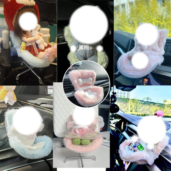 Doll Car Seat for 17cm Dolls with Air Vent Clip and Desktop Stand, Cute and Functional Car Ornament for Blind Box Doll Fans, Collectors (Pink) - Image 3