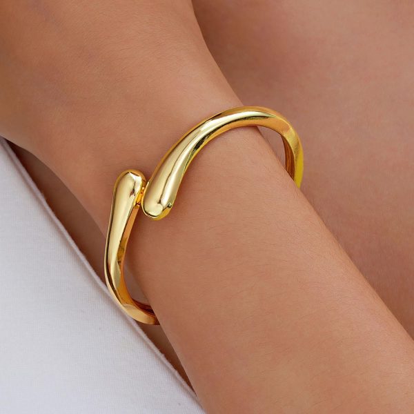 Gold Bangle Bracelets for Women Teens Trendy Chunky Adjustable Twist Cuff Bracelet Jewelry Gifts - Image 3