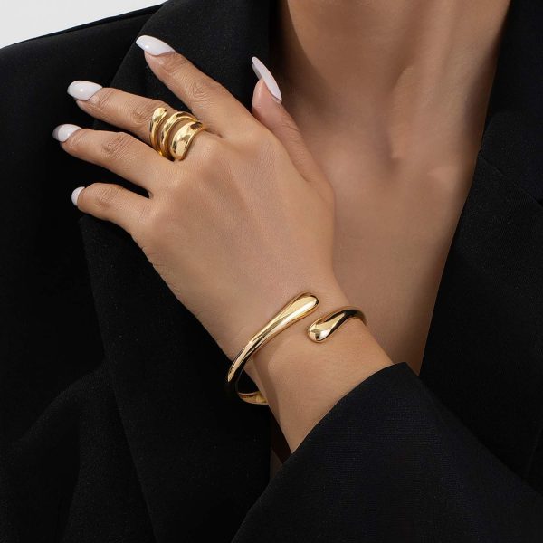 Gold Bangle Bracelets for Women Teens Trendy Chunky Adjustable Twist Cuff Bracelet Jewelry Gifts - Image 4
