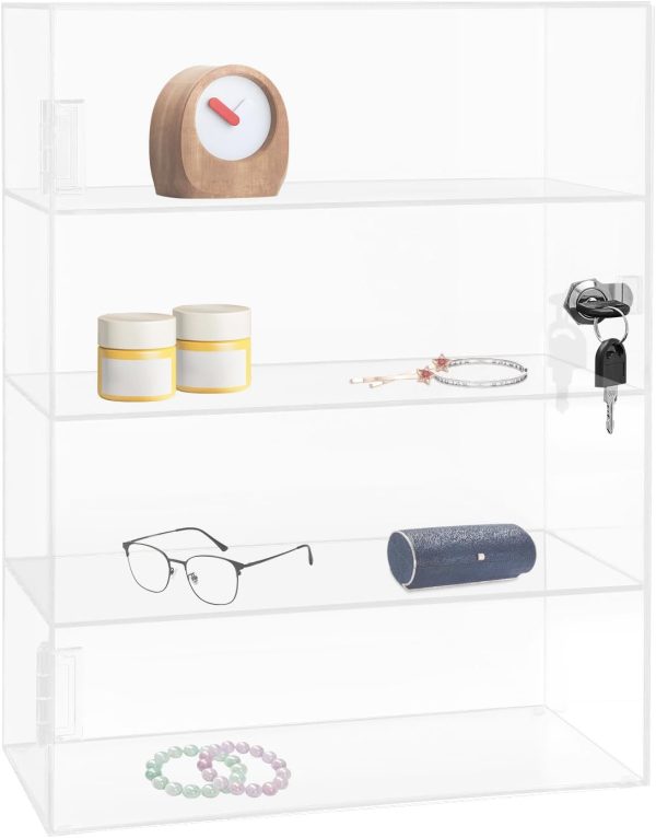 4 Tiers Acrylic Display Case, Labubu Display Case Trinket Shelf Labubu Accessories Acrylic Box for Display Art Materials Collectibles and Dolls - Transparent