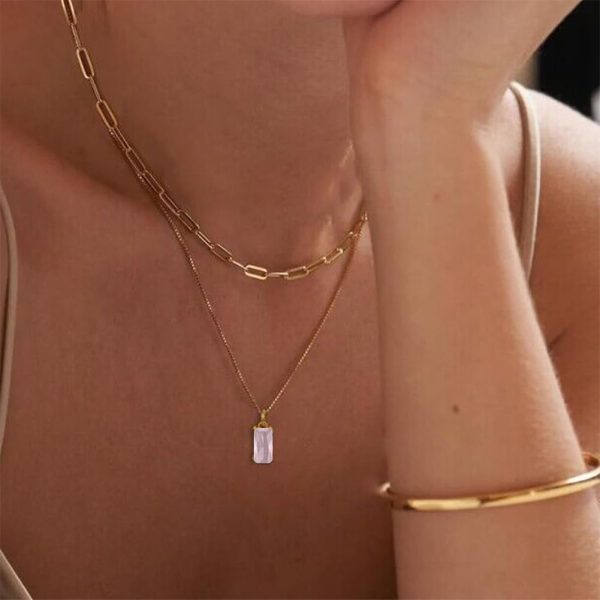Dainty Gold Birthstone Necklaces for Women Non Tarnish, 14K Trendy Blue Green Cubic Zirconia Emerald Pendant Charm Gold Necklaces Birthday Gifts for Women Waterproof Jewelry - Image 3