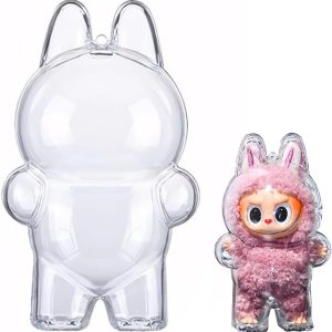 LABUBU Protective Case (Standing) – Thickened High-Transparency Cover, Shockproof & Stain-Resistant, Includes Beaded Chain and Lanyard Slot