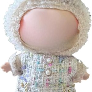 17cm Elegant Tweed Doll Clothes for Labubu（No Doll） - Classy Outfit Suit & Accessories Set, Doll Outfit Stylish Doll Clothes for Doll (Style-C)