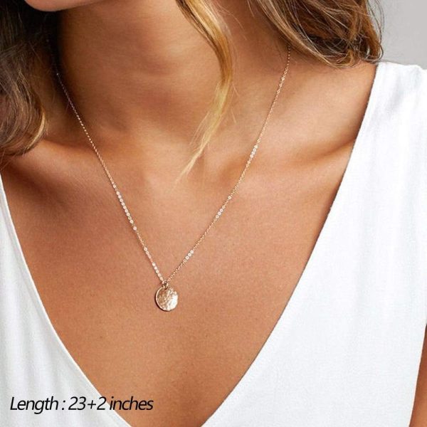 Turandoss Dainty Layered Choker Necklace, Handmade 14K Gold Plated Y Pendant Necklace Multilayer Bar Disc Necklace Adjustable Layering Choker Necklaces for Women - Image 5