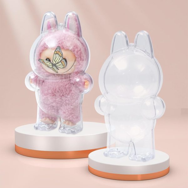 2PCS Intended for Labubu case，Clear Figure Display Bag with Keychain for Doll,Plastic Protective Cover(Doll Excluded, 2PCS Style Standing) - Image 5