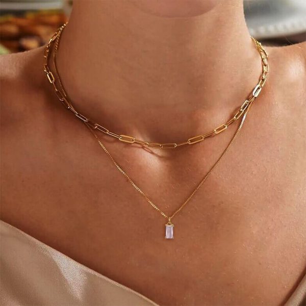 Dainty Gold Birthstone Necklaces for Women Non Tarnish, 14K Trendy Blue Green Cubic Zirconia Emerald Pendant Charm Gold Necklaces Birthday Gifts for Women Waterproof Jewelry - Image 5