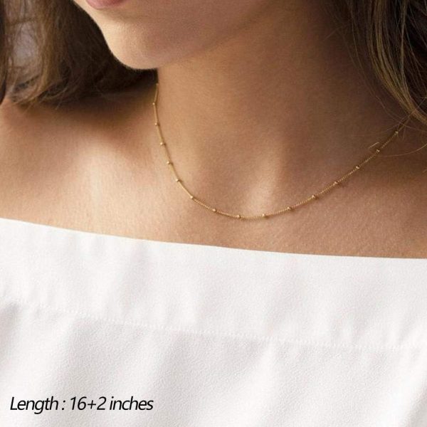 Turandoss Dainty Layered Choker Necklace, Handmade 14K Gold Plated Y Pendant Necklace Multilayer Bar Disc Necklace Adjustable Layering Choker Necklaces for Women - Image 3