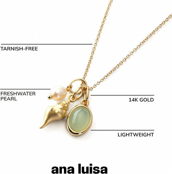 Ana Luisa Pendant Necklaces for Women - 14K Gold Plated and Silver Rhodium Necklace - Pearl, Heart, Circle, Moonstone, Gemstone, Knot Charm Styles - Hypoallergenic, Dainty, Trendy Layering Necklaces - Image 3