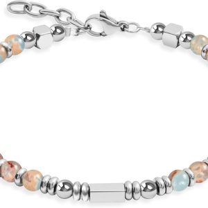 Adjustable Stackable Beaded Bracelets for Women Teen Girls Ladies Two Tone Stainless Steel Natural Stone Womens Boho Bead Bracelet Waterproof Fashion Handmade Bestie Mother Daughter Auntie Best Friends Grandma Granddaughter Sister Link Bracelets for Women Happy Birthday Graduation
