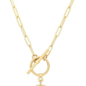 Aobei Pearl 18K Gold Moon Star Lion Evil Eye Love Heart Cross Pendant Necklace Medallion Paperclip Chian Choker Layering Jewery for Women