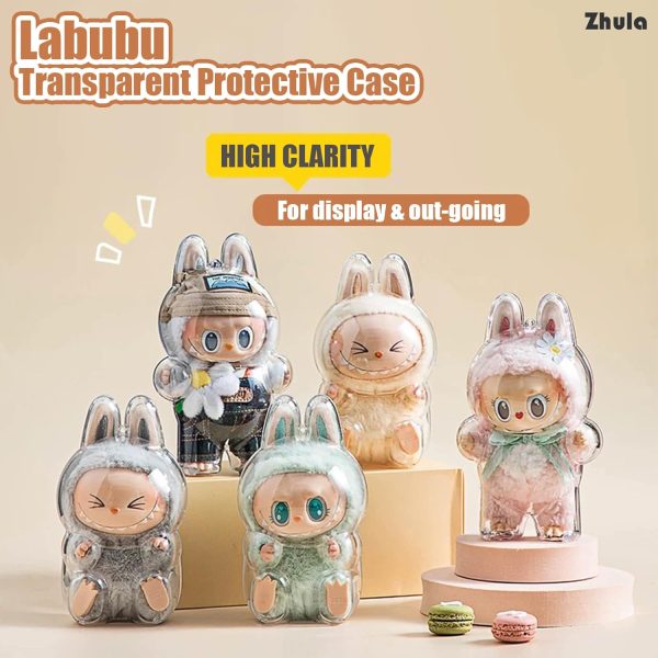 LABUBU Protective Case (Standing) – Thickened High-Transparency Cover, Shockproof & Stain-Resistant, Includes Beaded Chain and Lanyard Slot - Image 2