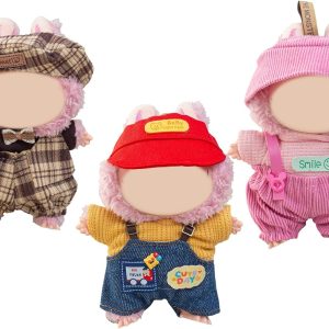 15-17 cm Doll Clothing for labubu Replacement Set of 3 Pieces - Suit Set + 2Set Suspenders Pants No Doll (Minimal)
