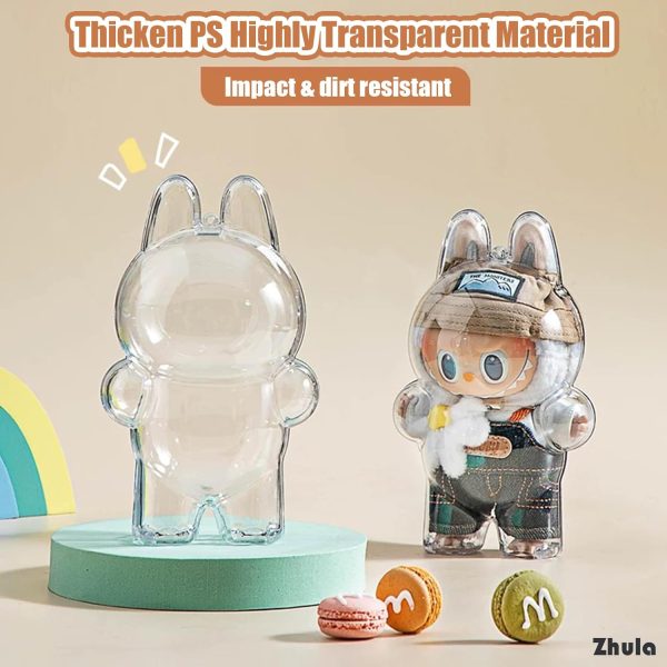 LABUBU Protective Case (Standing) – Thickened High-Transparency Cover, Shockproof & Stain-Resistant, Includes Beaded Chain and Lanyard Slot - Image 4