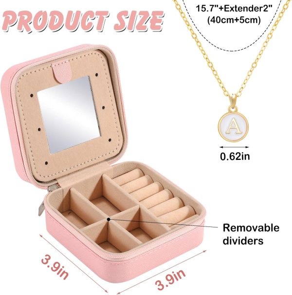 Travel Jewelry Case for Women Girls Daughter Birthday Gift from Mom Dad Jewelry Box Fashion Jewels Organizer Holder Birthday Christmas Wedding Graduation Gift for Niece Girlfriend Sister(A) - Image 4
