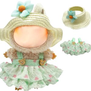 17 cm Doll Clothes, 15 cm Plush Dolls Outfits, Plush Monster Doll Clothing & Accessories Set (Light Green)