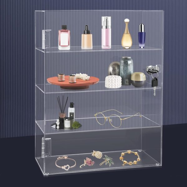 4 Tiers Acrylic Display Case, Labubu Display Case Trinket Shelf Labubu Accessories Acrylic Box for Display Art Materials Collectibles and Dolls - Transparent - Image 2