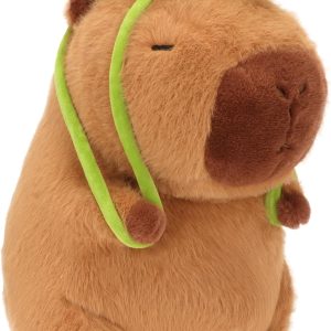 Capybara Plush Toy - 9 Inch Cute Capybara Stuffed Animal with Turtle Backpack, Kawaii Capibara Plushie for Kids and Adults