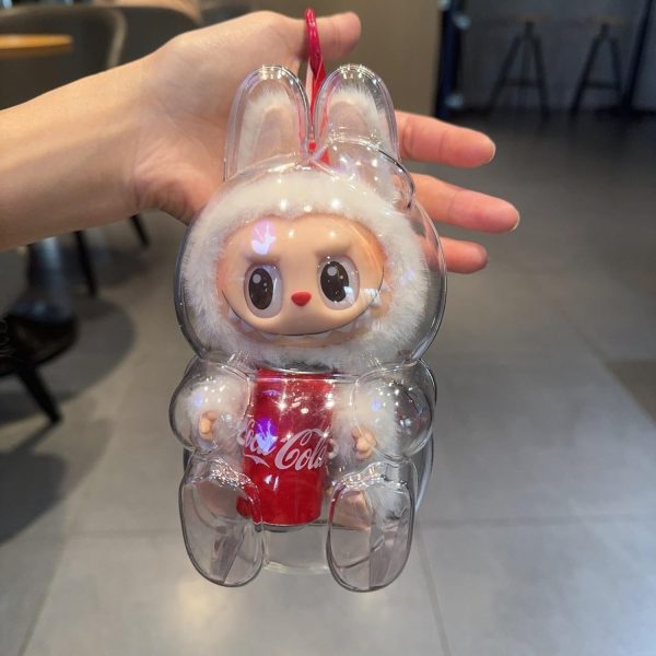 2PCS Intended for Labubu case，Clear Figure Display Bag with Keychain for Doll,Plastic Protective Cover(Doll Excluded, 2PCS Style Standing)