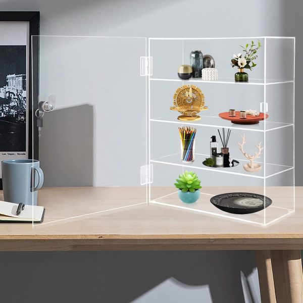 4 Tiers Acrylic Display Case, Labubu Display Case Trinket Shelf Labubu Accessories Acrylic Box for Display Art Materials Collectibles and Dolls - Transparent - Image 3