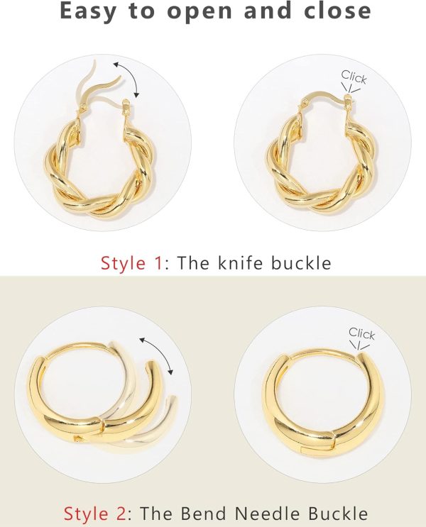 Adoyi 9 Pairs Gold Hoop Earrings Set for Womens Twisted Huggie Hoops Earrings 14K 18K Gold Plated for Girls Valentines Mother's Day Birthday Gifts Lightweight - Image 8