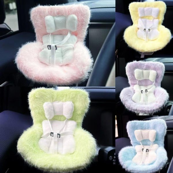 Doll Car Seat for 17cm Dolls with Air Vent Clip and Desktop Stand, Cute and Functional Car Ornament for Blind Box Doll Fans, Collectors (Pink) - Image 4
