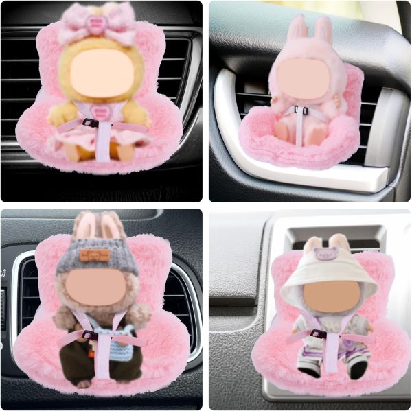 BOXOB Car Seat for Dolls, Cute Safety Have a Seat with Soft Furry Cushion Pink Sofa Car Air Vents Clip Desktop Decor Chair to Display Doll Toy Ornaments Decorations Accessories - Image 7