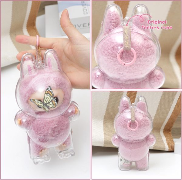 2PCS Intended for Labubu case，Clear Figure Display Bag with Keychain for Doll,Plastic Protective Cover(Doll Excluded, 2PCS Style Standing) - Image 3