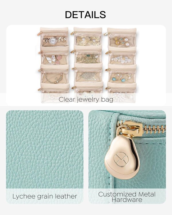Vlando Travel Jewelry Organizer with 12 Velvet Jewelry Bags Travel Jewelry Case for Girls Jewelry Storage Necklace Rings Earrings Bags Gifts for Women Daughter Friends(Lake Blue) - Image 3