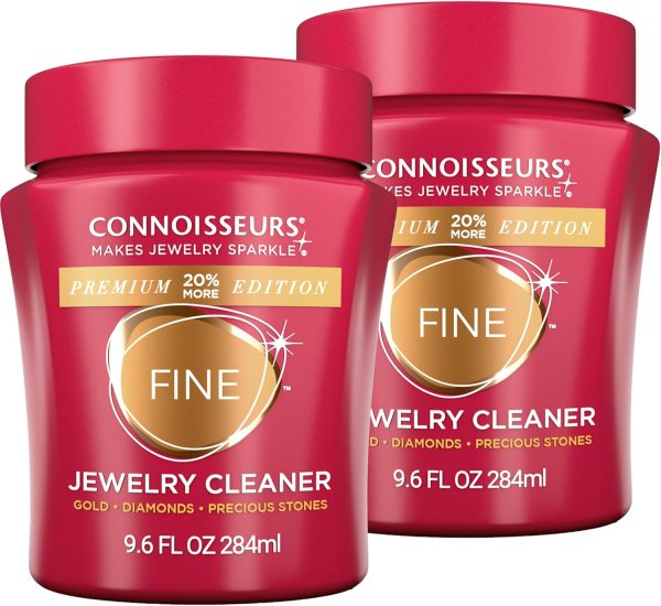 CONNOISSEURS Premium Edition Jewelry Cleaner, Value Size 9.6oz - Pick from Fine, Silver or Delicate Jewelry Cleaner