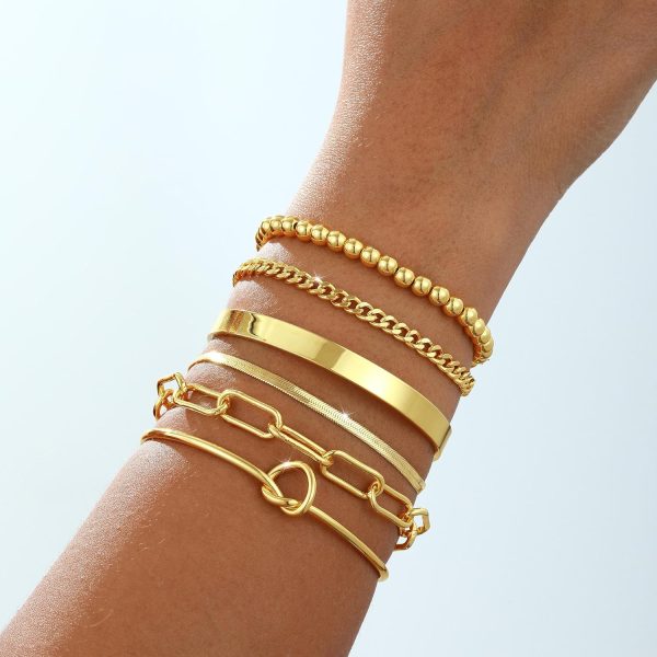 Gold Bracelets for women 14K Gold Bangle Bracelet Stack - Adjustable Waterproof Trendy Bracelets Gold Filled Stacks Bangles Link Chain Gold Bracelet Non Tarnish for Women Collection Jewelry Gifts - Image 2