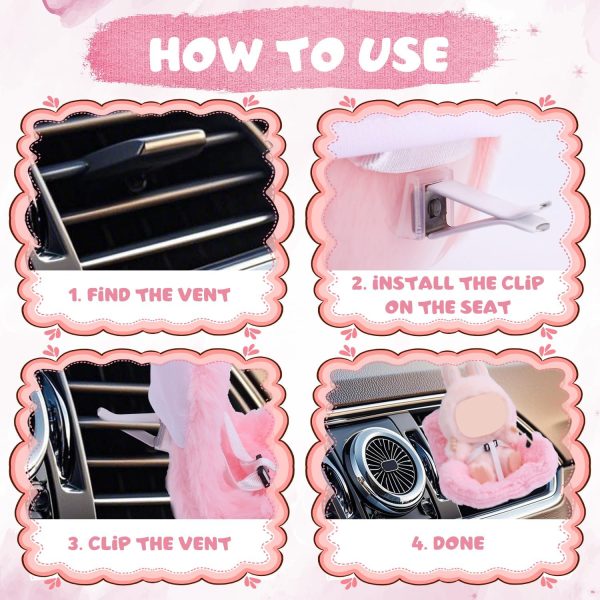 BOXOB Car Seat for Dolls, Cute Safety Have a Seat with Soft Furry Cushion Pink Sofa Car Air Vents Clip Desktop Decor Chair to Display Doll Toy Ornaments Decorations Accessories - Image 5