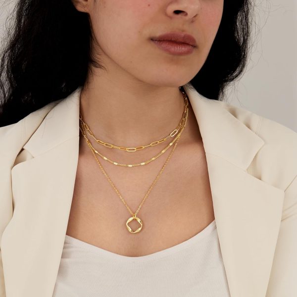 Layered Gold Necklaces for Women,Stackable Dainty 14K Gold Silver Plated Trendy Circle Paperclip Chain Pendant Choker Necklace,Simpl Diamond Cross Bow Jewelry Set Gifts for Women - Image 2