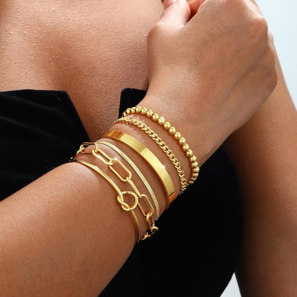 Gold Bracelets for women 14K Gold Bangle Bracelet Stack - Adjustable Waterproof Trendy Bracelets Gold Filled Stacks Bangles Link Chain Gold Bracelet Non Tarnish for Women Collection Jewelry Gifts - Image 7