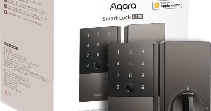 Aqara Smart Lock U100, Fingerprint Keyless Entry Door Lock with Apple Home Key, Touchscreen Keypad, Bluetooth Electronic Deadbolt, IP65 Weatherproof, Supports Apple HomeKit, Alexa, Google, IFTTT, Gray